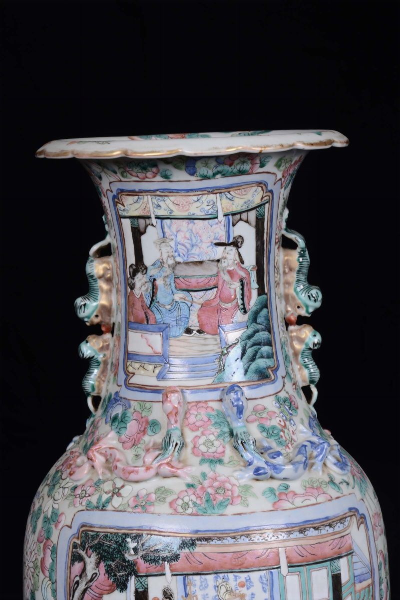 Coppia di Vasi in Porcellana Famiglia Rosa, Cina, Dinastia Qing, XIX Secolo