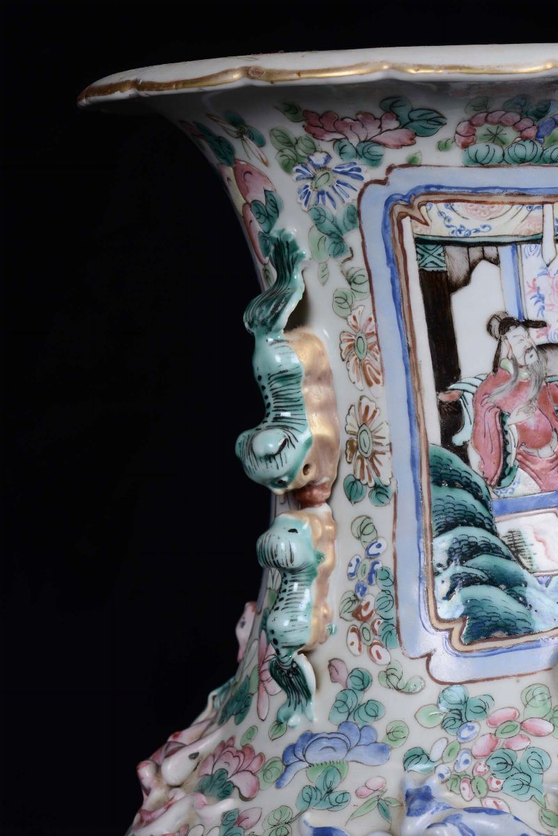 Coppia di Vasi in Porcellana Famiglia Rosa, Cina, Dinastia Qing, XIX Secolo