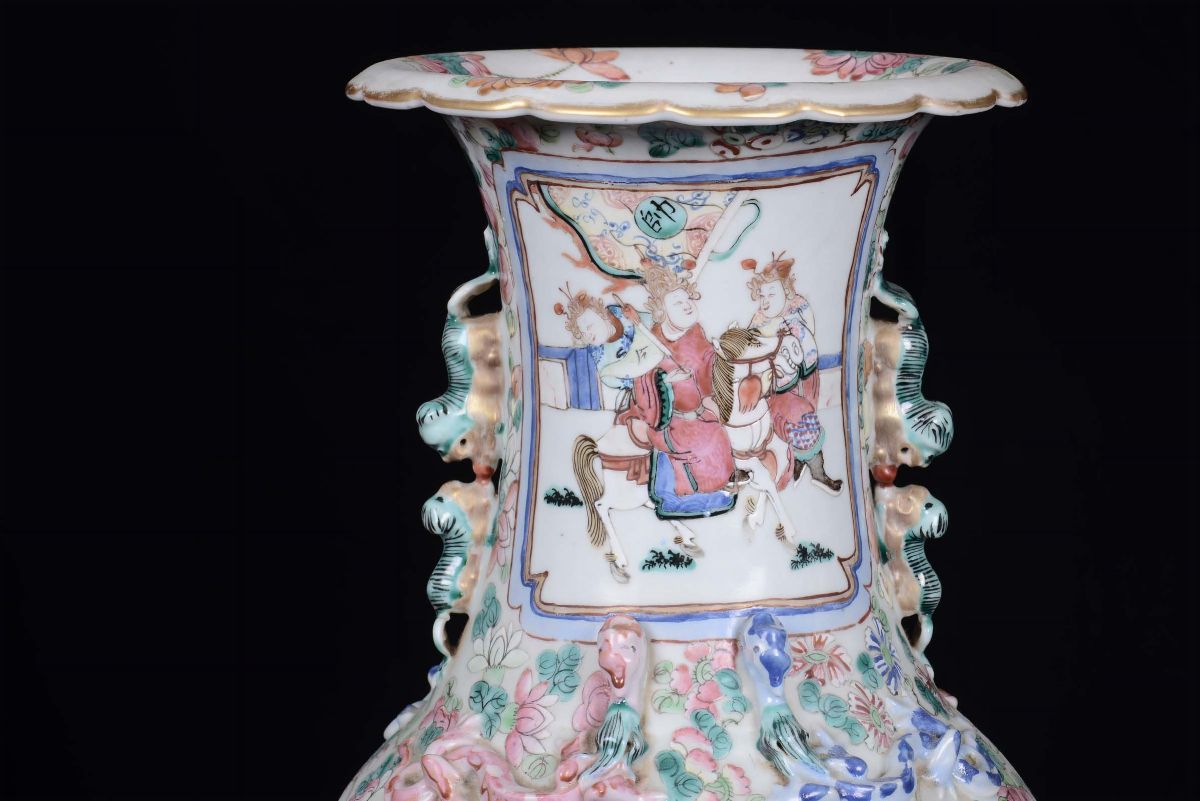 Coppia di Vasi in Porcellana Famiglia Rosa, Cina, Dinastia Qing, XIX Secolo