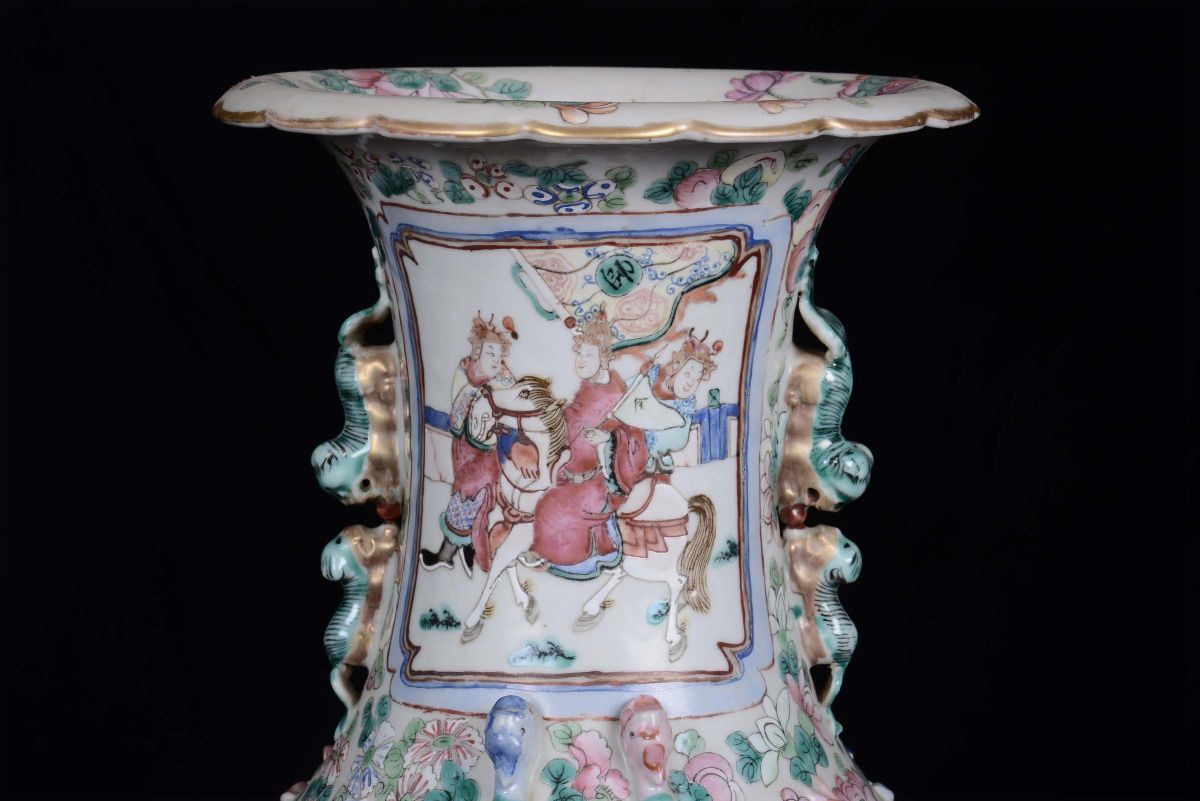 Coppia di Vasi in Porcellana Famiglia Rosa, Cina, Dinastia Qing, XIX Secolo