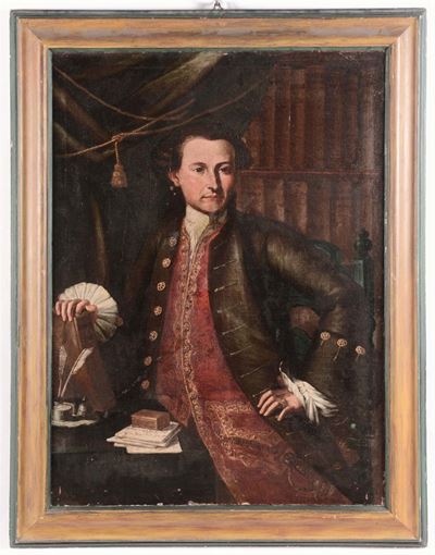 Scuola Napoletana del XVIII Secoloritratto di Gentiluomo con Cofanetto Ritratto di Gentiluomo con...