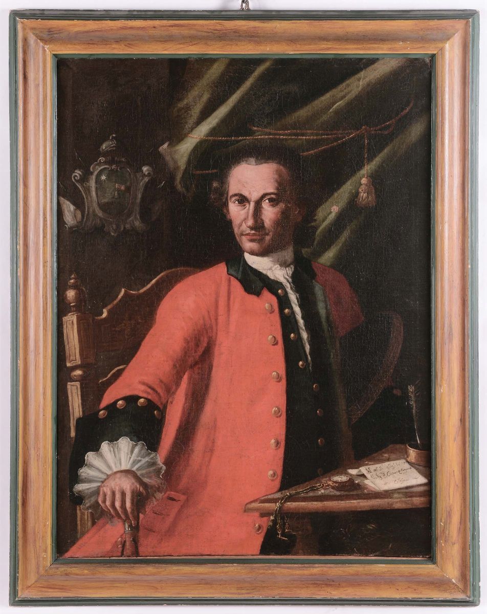 Scuola Napoletana del XVIII Secoloritratto di Gentiluomo con Cofanetto Ritratto di Gentiluomo con...