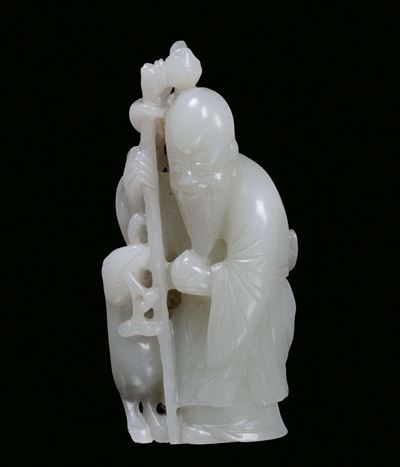 Figura di Saggio in Giada Bianca, Cina, Dinasta Qing, XIX Secolo