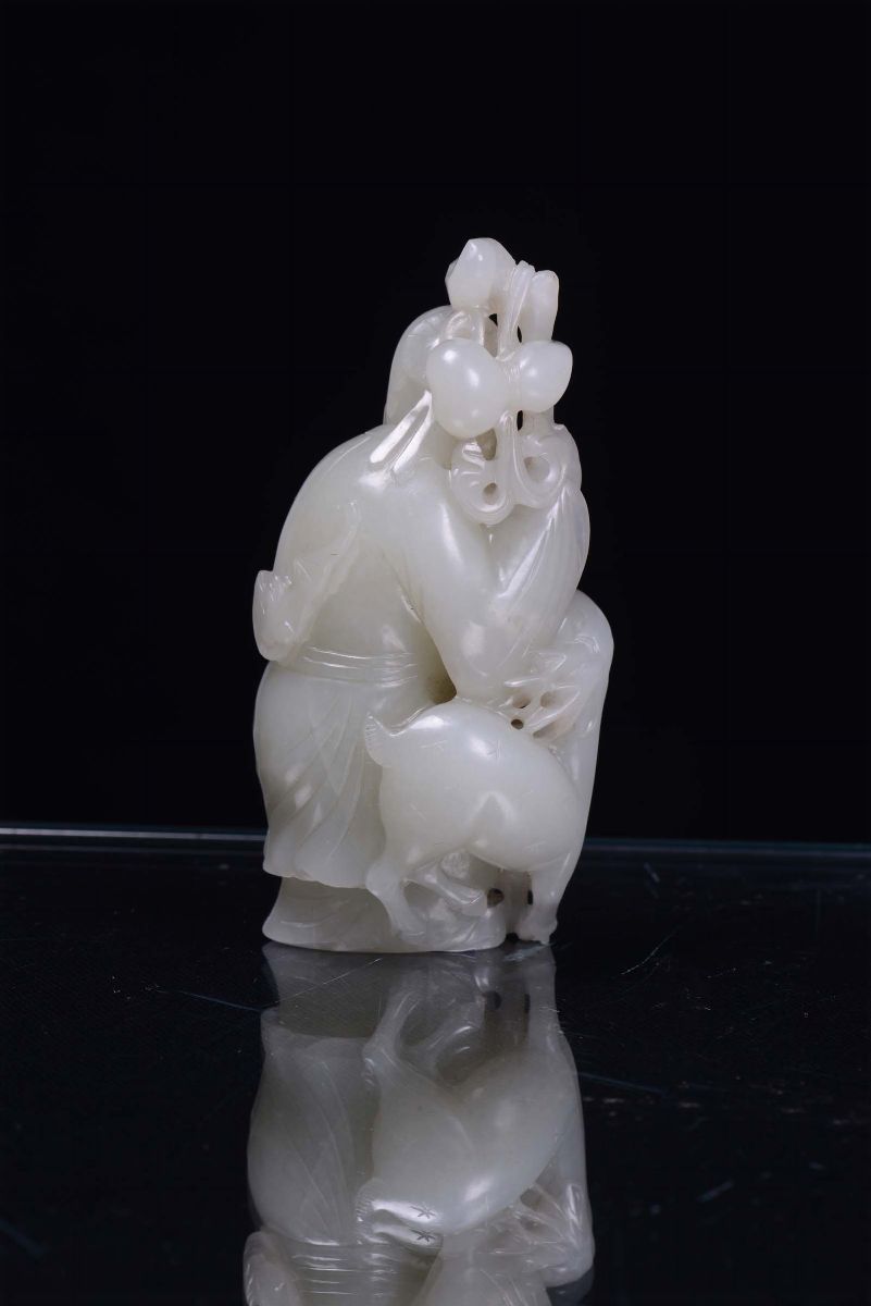 Figura di Saggio in Giada Bianca, Cina, Dinasta Qing, XIX Secolo