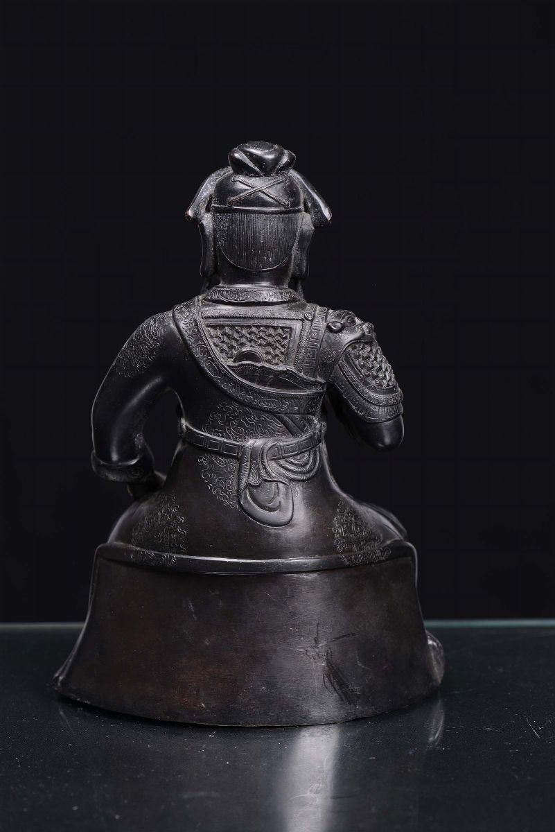 Guerriero in Bronzo a Patina Scura, Cina, Dinastia Ming, XVII Secolo