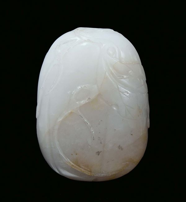 A white and russet jade snuff bottle sculpted with vegetable motive, China, Qing Dynasty, 19th century
