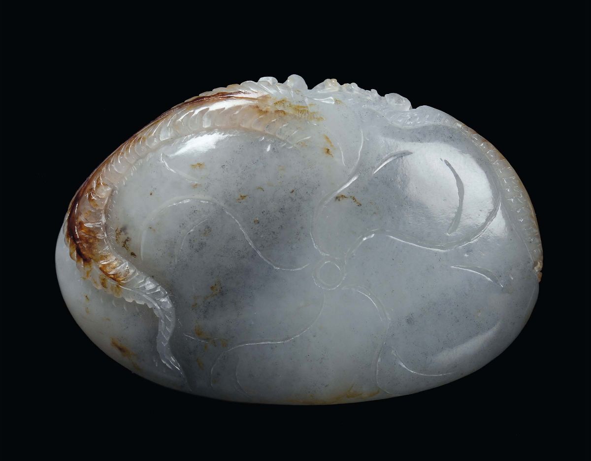 Piccola Giada Bianca e Russet Decorata con Uccelli, Cina, Dinastia Qing, XIX Secolo