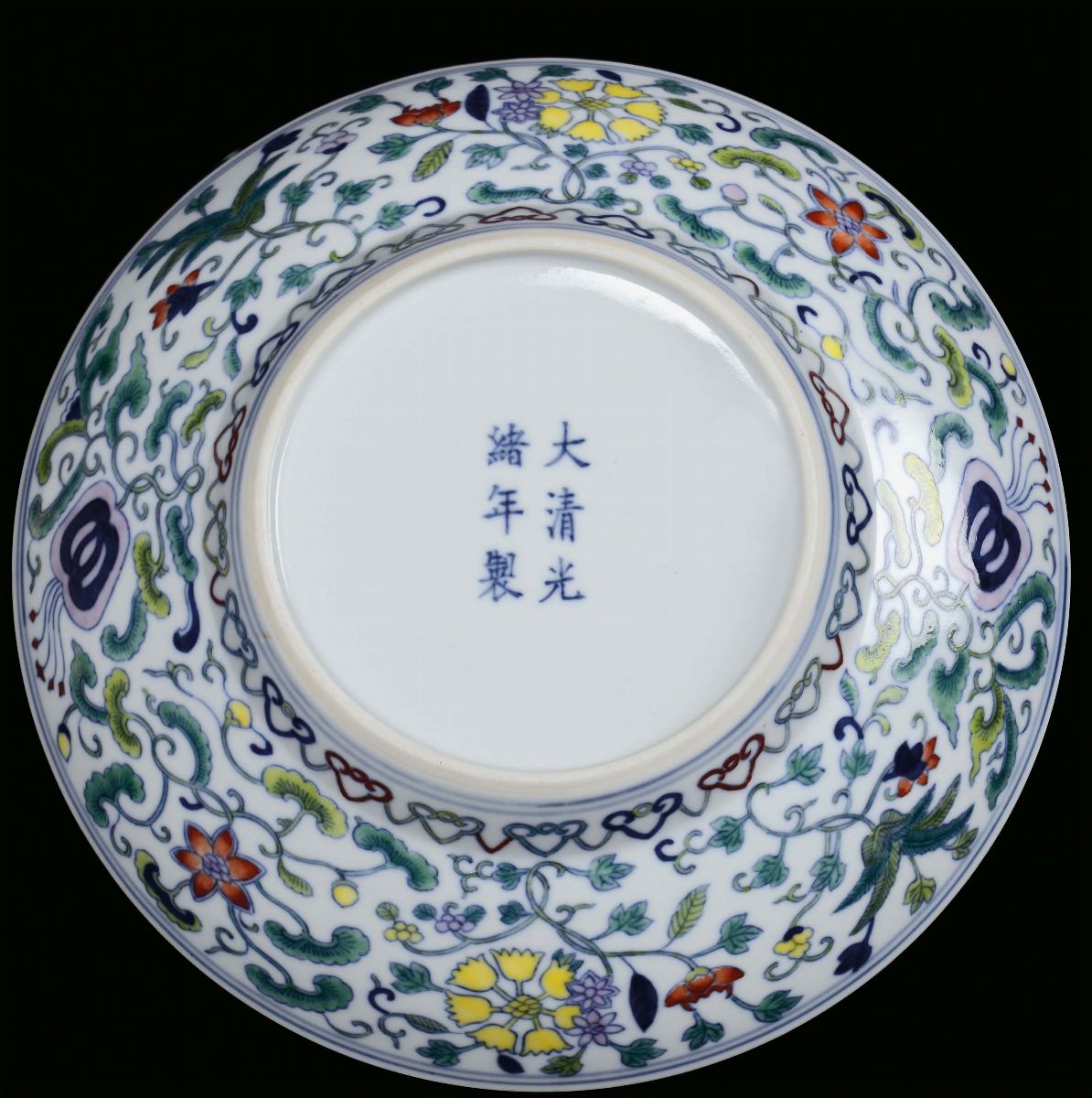 Piattino in Pocellana Decoro Floreale Ducai, Cina Dinastia Qing, Periodo Guangxu (1875-1908)