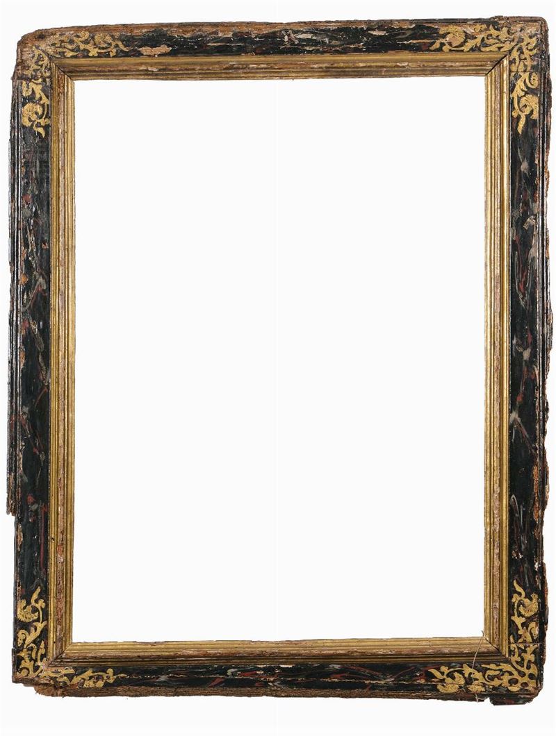 Cornice in legno ebanizzato a fascia piatta, XVII secolo  - Auction Antique Frames from 16th to 19th century - Cambi Casa d'Aste