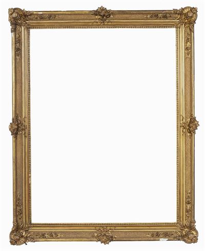Cornice Dorata con Decoro Sabbiato, XIX Secolo