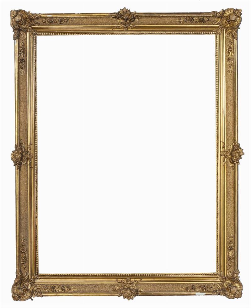 Cornice dorata con decoro sabbiato, XIX secolo  - Auction Antique Frames from 16th to 19th century - Cambi Casa d'Aste