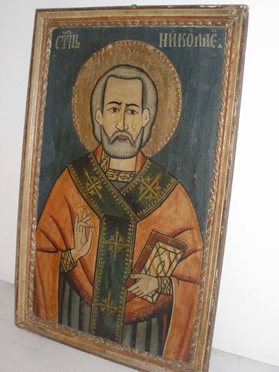 Icona Raffigurante Santo Benedicente, XIX Secolo