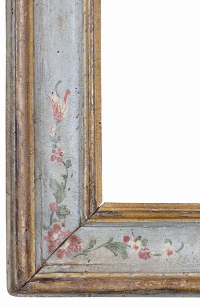 Cornice a Cassetta in Lacca Azzurra e Gialla, XVIII Secolo
