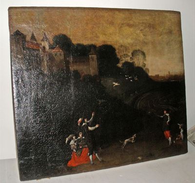 Scuola Fiamminga del XVII Secolopaesaggio con Figure