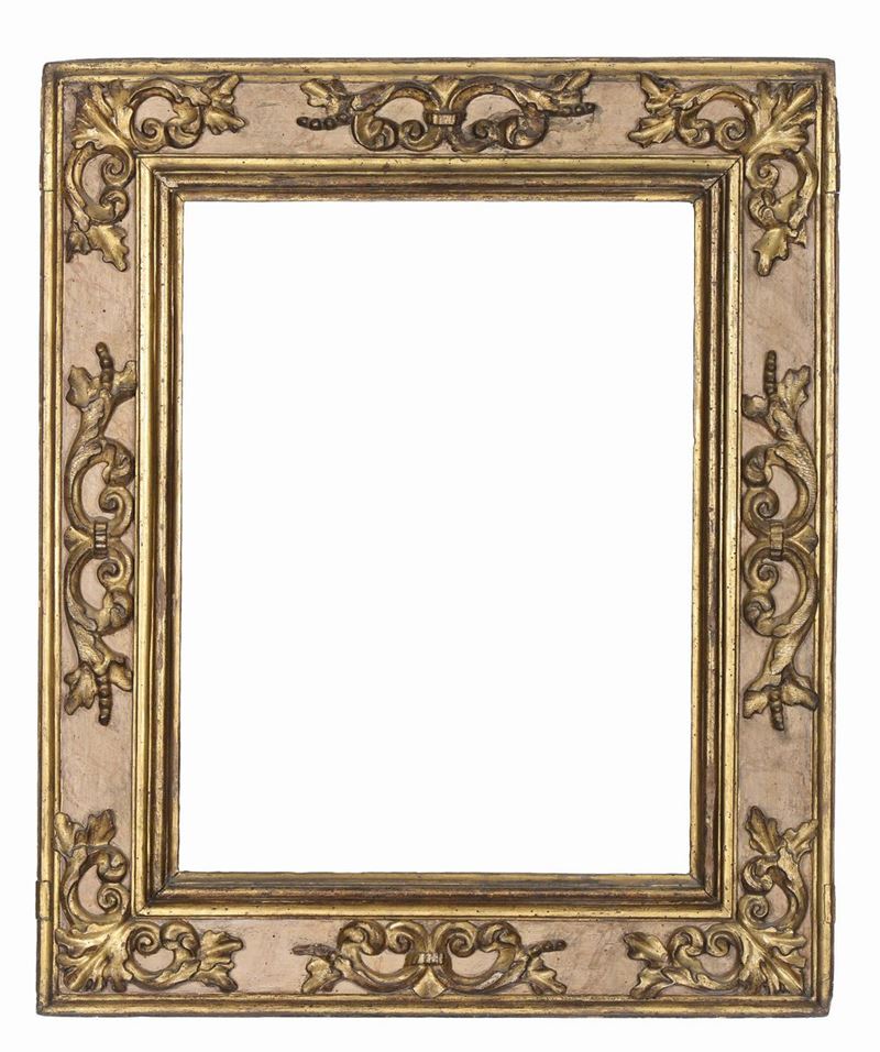 Cornice a cassetta laccata e dorata, XVII secolo  - Auction Antique Frames from 16th to 19th century - Cambi Casa d'Aste
