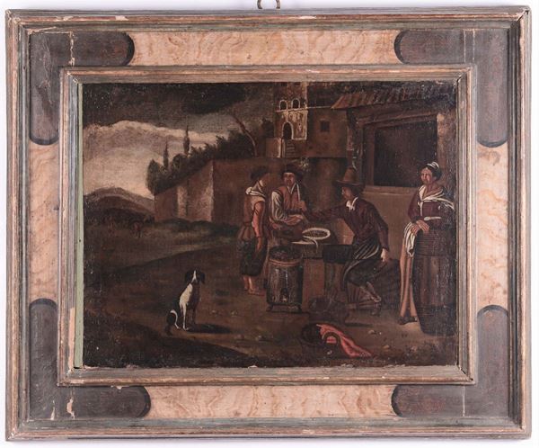 Cornice a cassetta laccata, XVII secolo