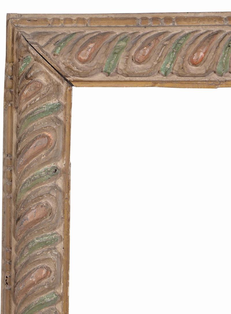 Cornice intagliata e laccata, Piemonte XVIII secolo  - Auction Antique Frames from 16th to 19th century - Cambi Casa d'Aste
