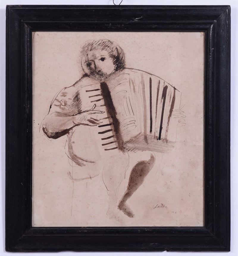 Saetti, a firma di Suonatore di fisarmonica  - Auction Furnishings and Works of Art from Important Private Collections - Cambi Casa d'Aste