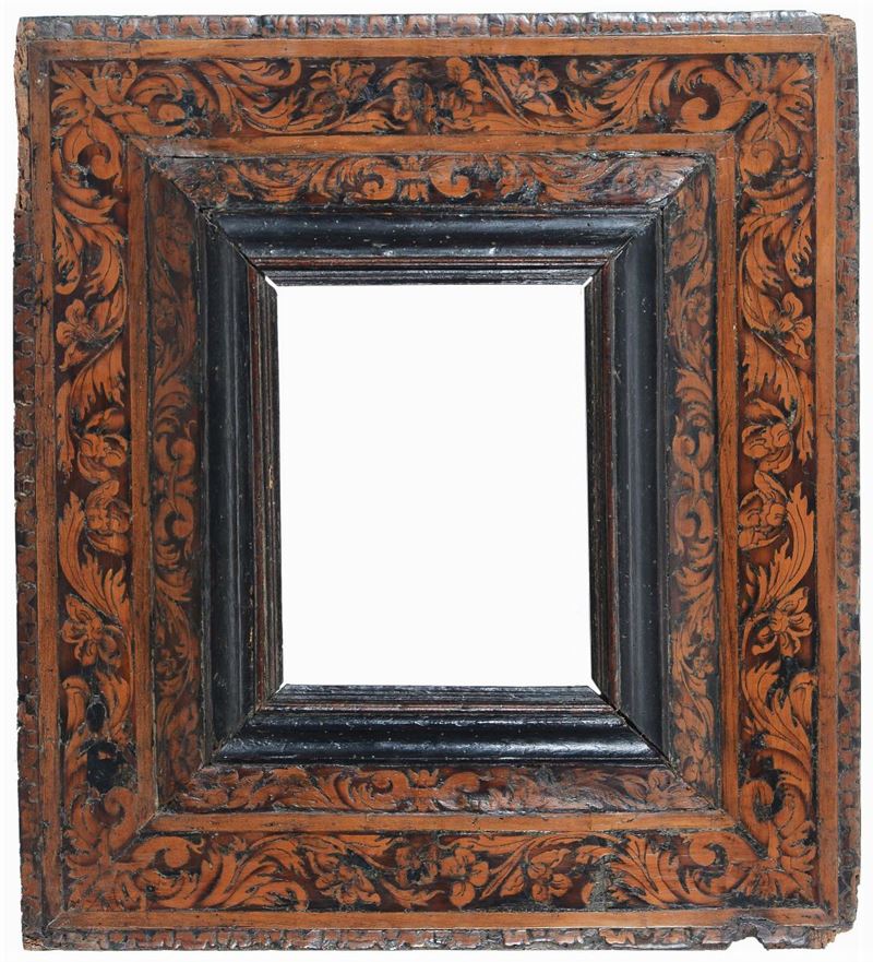 Cornice piatta intarsiata, XVII secolo  - Auction Antique Frames from 16th to 19th century - Cambi Casa d'Aste