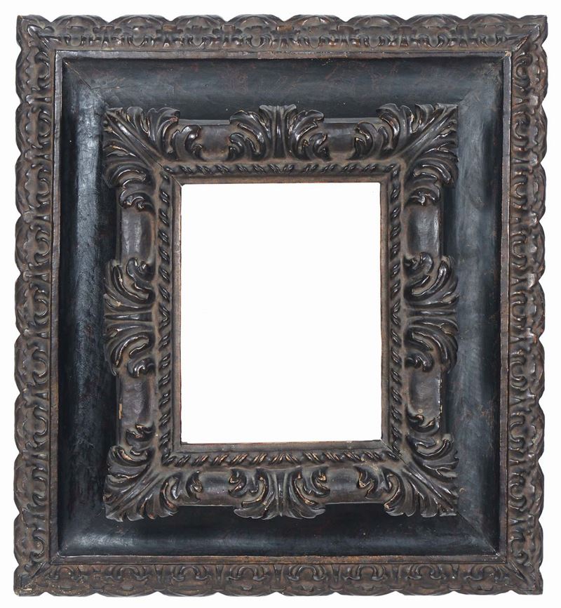 Cornice laccata a finto bronzo, XVII secolo  - Auction Antique Frames from 16th to 19th century - Cambi Casa d'Aste