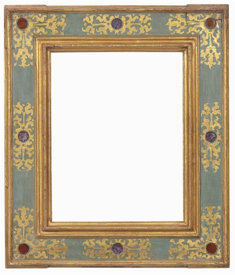 Cornice a cassetta laccata e dorata, XVIII secolo  - Auction Antique Frames from 16th to 19th century - Cambi Casa d'Aste