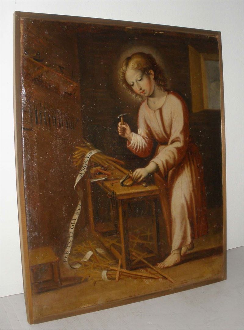 Scuola del XVII secolo Gesù Bambino falegname  - Auction Furnishings and Works of Art from Important Private Collections - Cambi Casa d'Aste