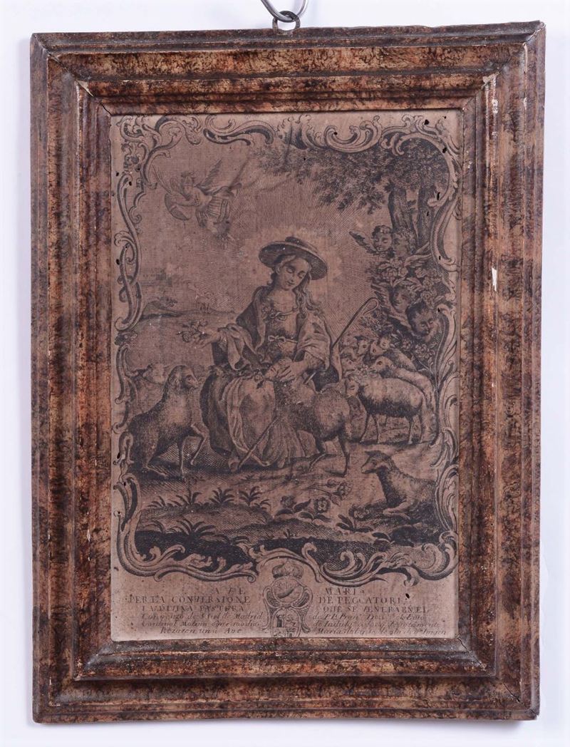 Piccola cornice laccata a finto marmo, XVIII secolo  - Auction Antique Frames from 16th to 19th century - Cambi Casa d'Aste