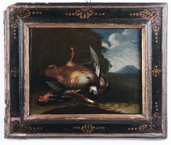 Scuola Napoletana del XVII secolo Natura morta con uccelli