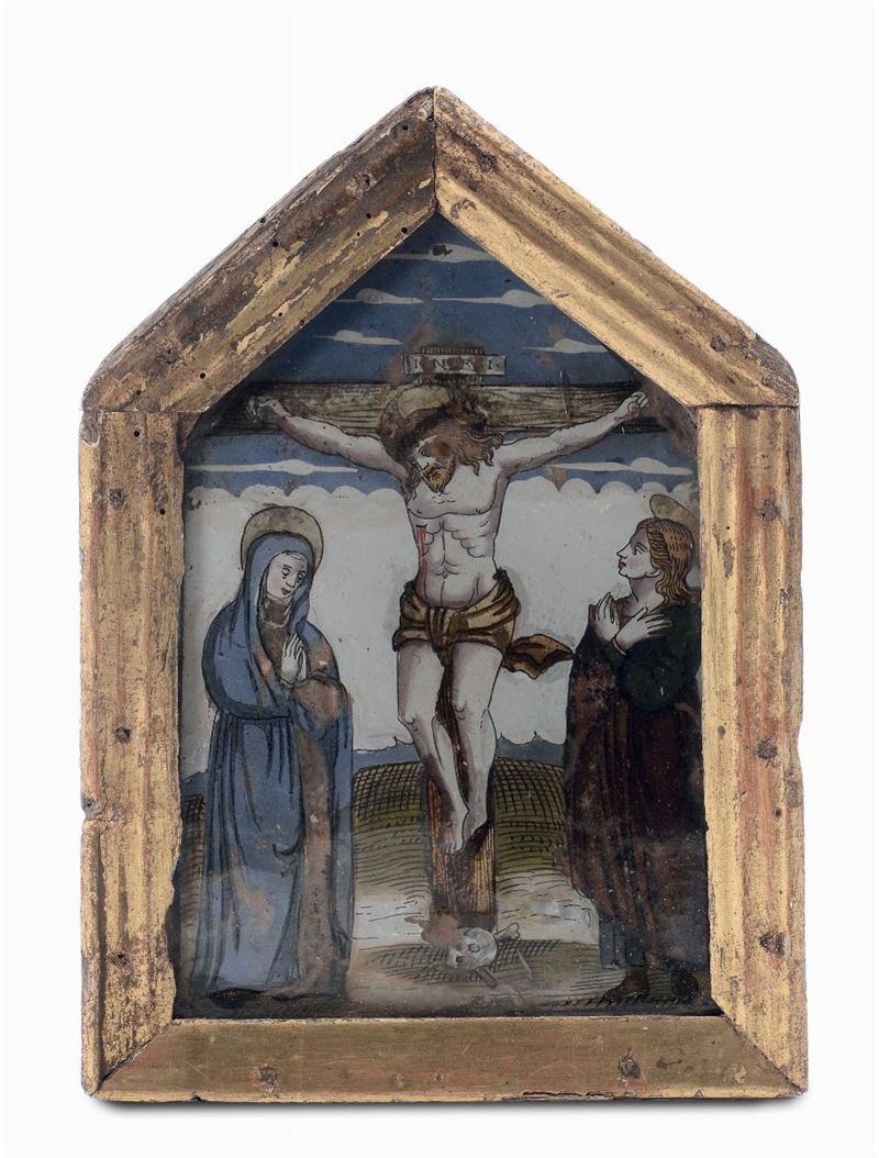 Arte italiana, Veneto, XVI secolo pace dipinta sottovetro  - Asta Scultura e Oggetti d'Arte - Cambi Casa d'Aste