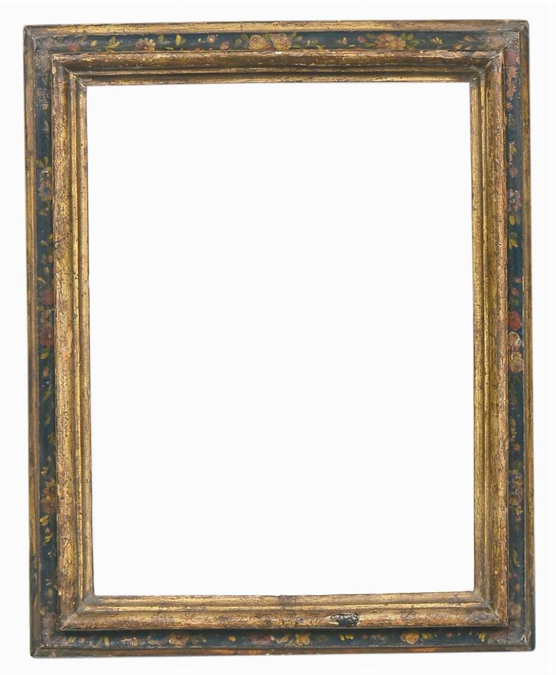 Piccola cornice laccata e dorata, Veneto XVIII secolo  - Auction Antique Frames from 16th to 19th century - Cambi Casa d'Aste