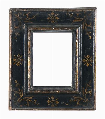 Piccola Cornice a Cassetta Nera e Oro, XVII Secolo
