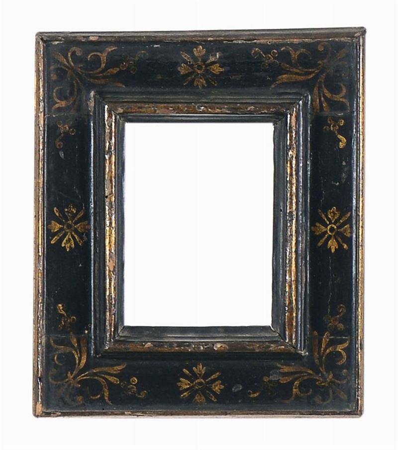 Piccola cornice a cassetta nera e oro, XVII secolo  - Auction Antique Frames from 16th to 19th century - Cambi Casa d'Aste