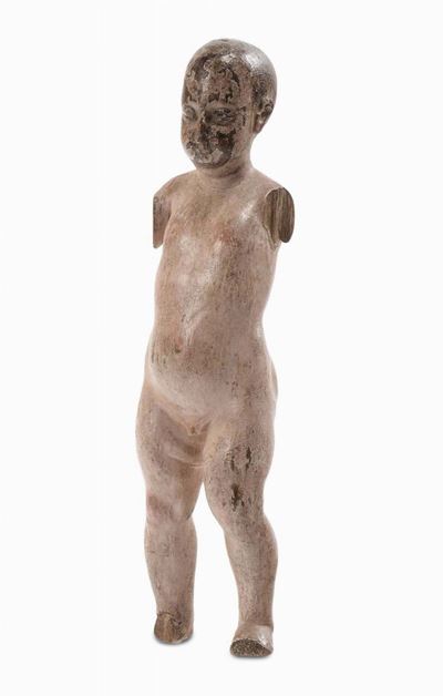Sculturina in Legno Laccato Raffigurante Gesùà Bambino, XVIII Secolo