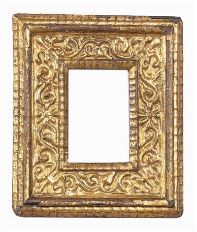 Piccola Cornice a Cassetta Intagliata e Dorata, XVII Secolo