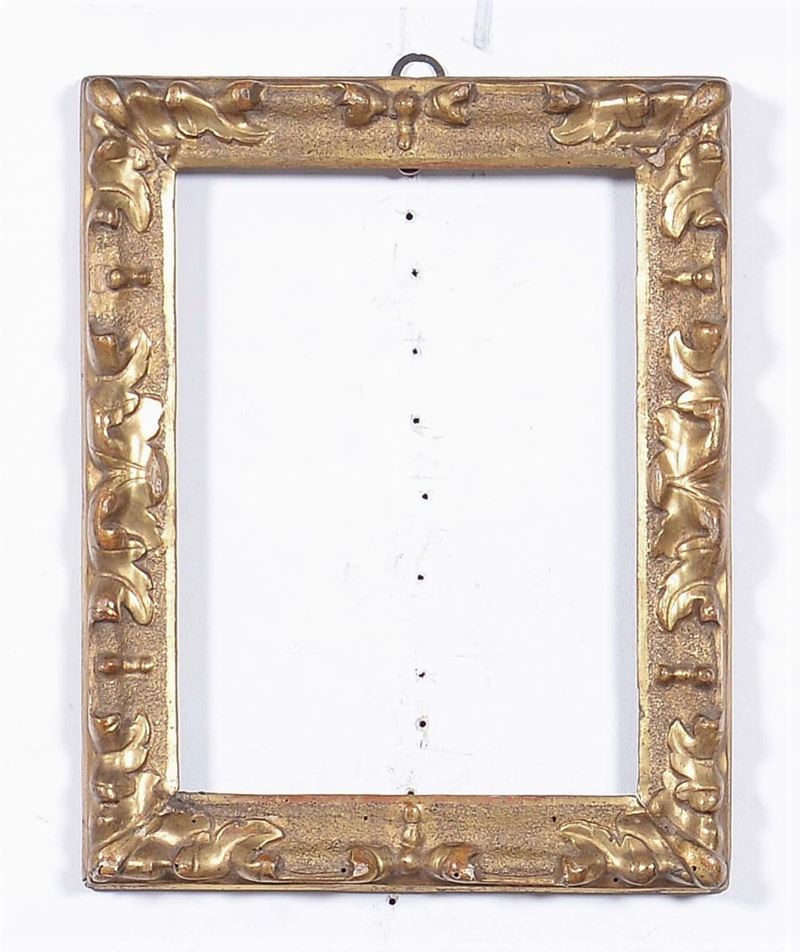 Piccola cornice intagliata e dorata, Bologna XVIII secolo  - Auction Antique Frames from 16th to 19th century - Cambi Casa d'Aste