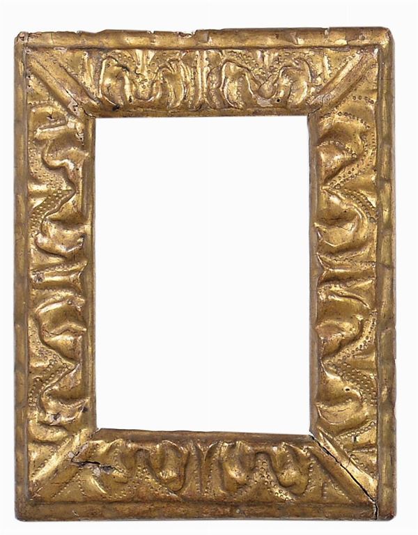 Piccola cornice intagliata e dorata, XVII secolo