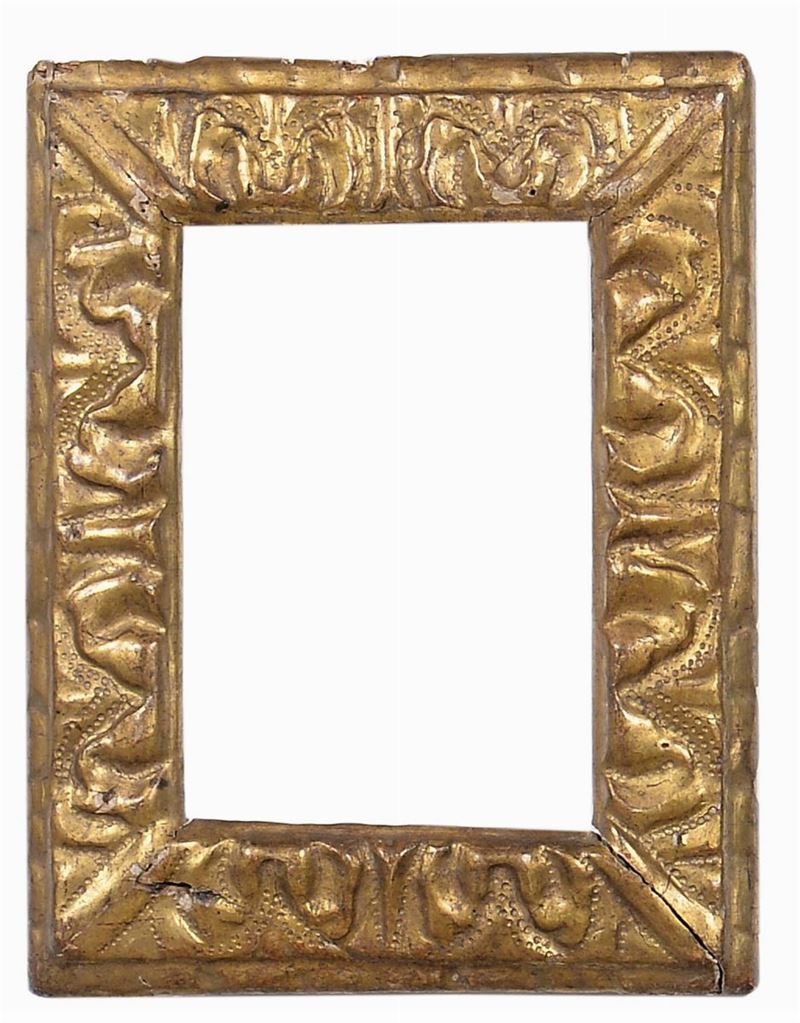 Piccola cornice intagliata e dorata, XVII secolo  - Auction Antique Frames from 16th to 19th century - Cambi Casa d'Aste