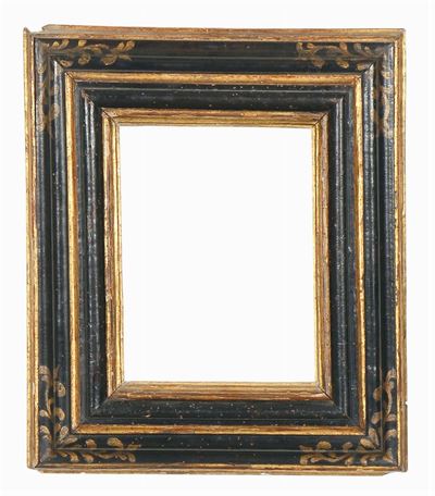 Piccola Cornice a Sagome Nera e Oro, XVII Secolo