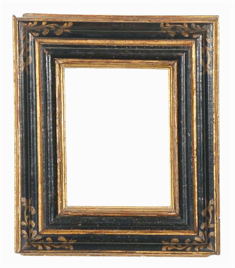 Piccola cornice a sagome nera e oro, XVII secolo  - Asta Cornici Antiche dal XVI al XIX secolo - Cambi Casa d'Aste