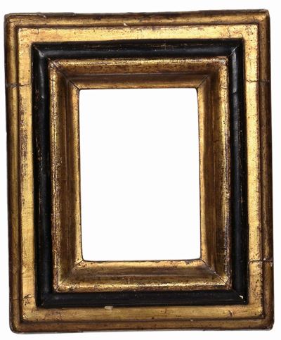 Piccola Cornice Nera e Oro a Sagoma Liscia, XVII Secolo