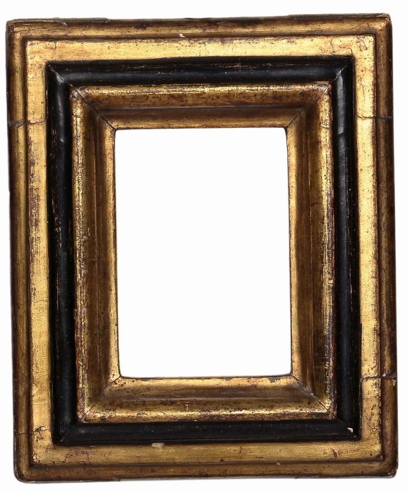 Piccola cornice nera e oro a sagoma liscia, XVII secolo  - Asta Cornici Antiche dal XVI al XIX secolo - Cambi Casa d'Aste