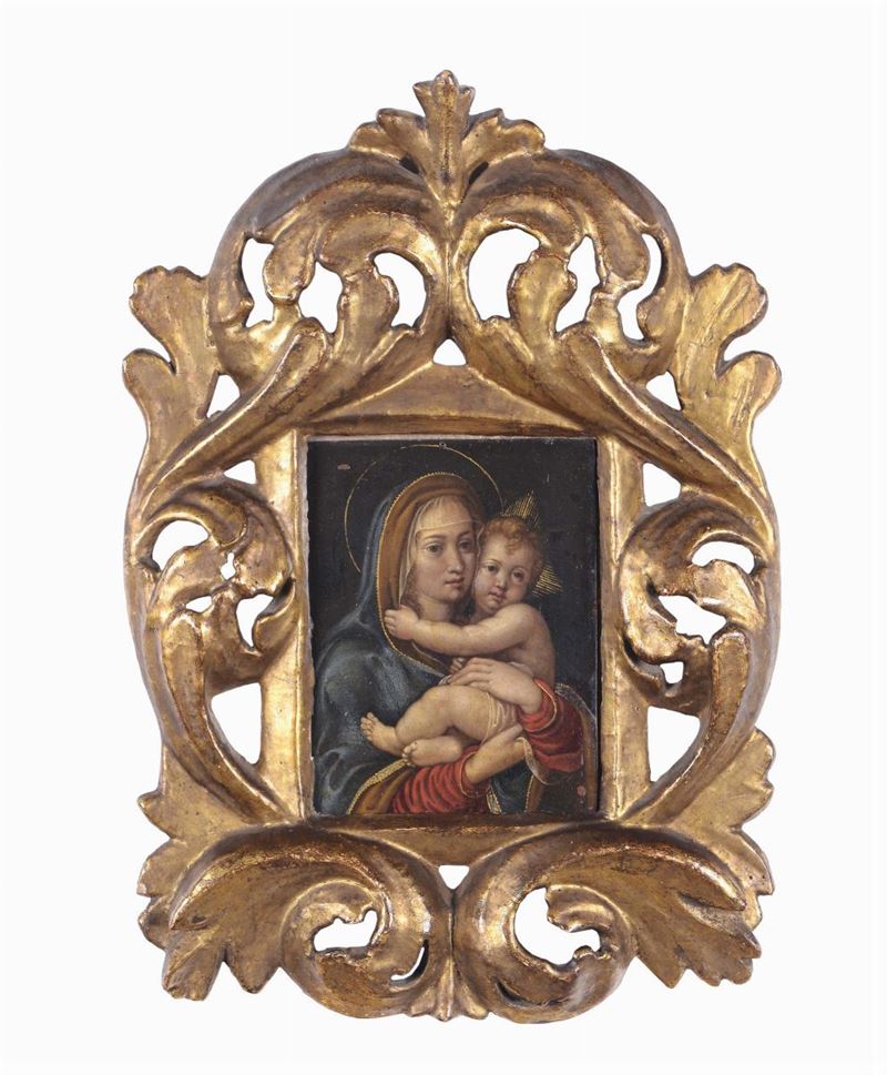 Scuola del XVIII secolo Madonna con Bambino  - Asta Cornici Antiche dal XVI al XIX secolo - Cambi Casa d'Aste