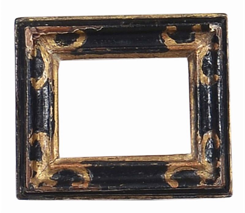 Piccola cornice da miniatura nera e oro, XVIII secolo  - Auction Antique Frames from 16th to 19th century - Cambi Casa d'Aste