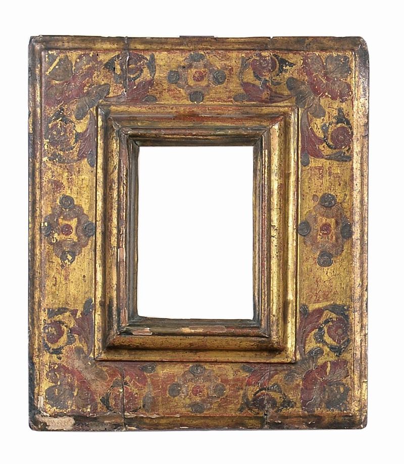 Piccola cornice liscia laccata e dorata, XVII secolo  - Auction Antique Frames from 16th to 19th century - Cambi Casa d'Aste