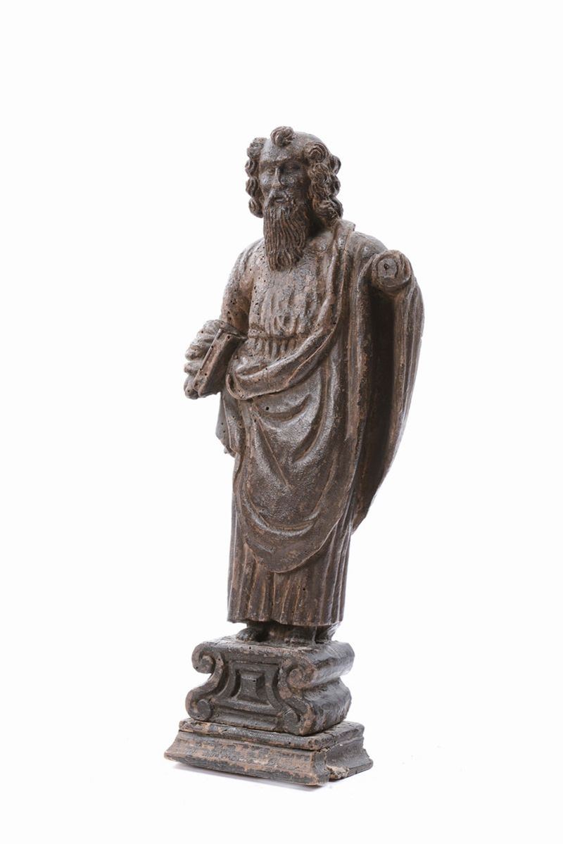 Scultura in legno raffigurante Evangelista, XVII secolo  - Auction Time Auction 2-2014 - Cambi Casa d'Aste