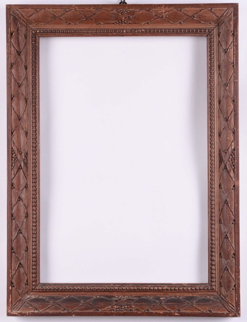 Cornice in legno naturale intagliata, XX secolo  - Auction Antique Frames from 16th to 19th century - Cambi Casa d'Aste