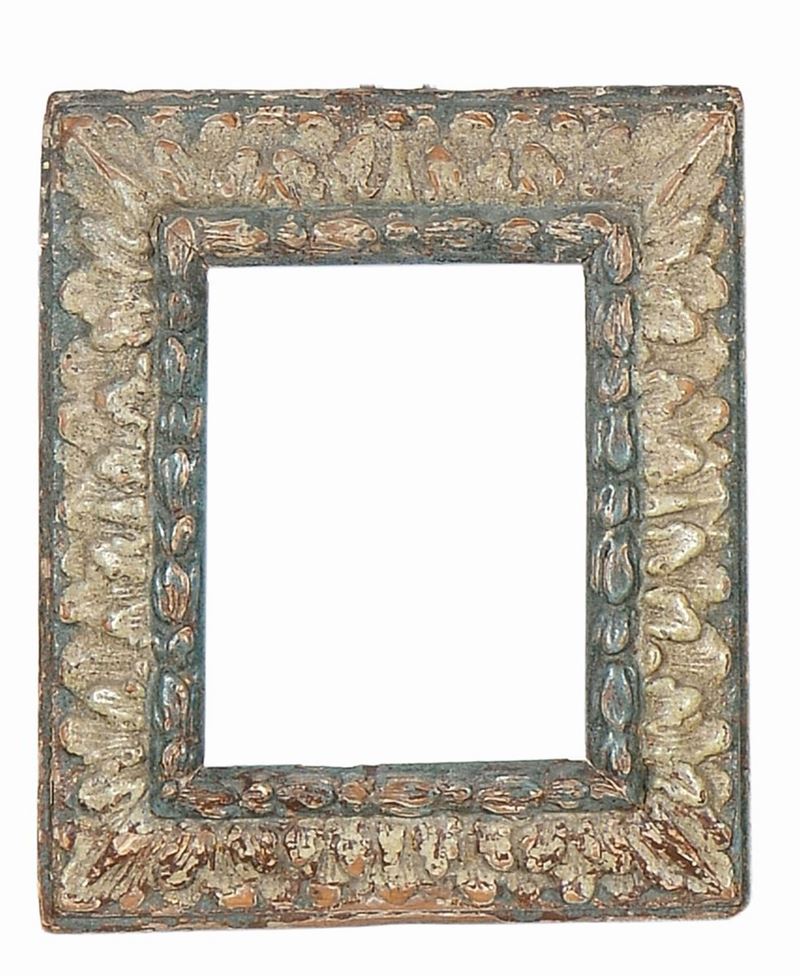 Piccola coenice intagliata e laccata, XVIII secolo  - Auction Antique Frames from 16th to 19th century - Cambi Casa d'Aste