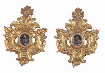 Coppia di Cornicette Intagliate e Dorate, XVIII Secolo