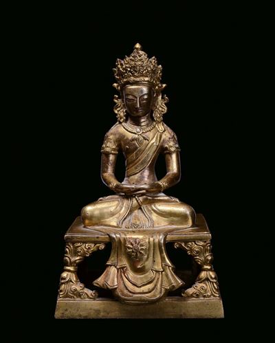 Amitayus in Bronzo Dorato, Cina, Dinastia Qing, XVIII Secolo