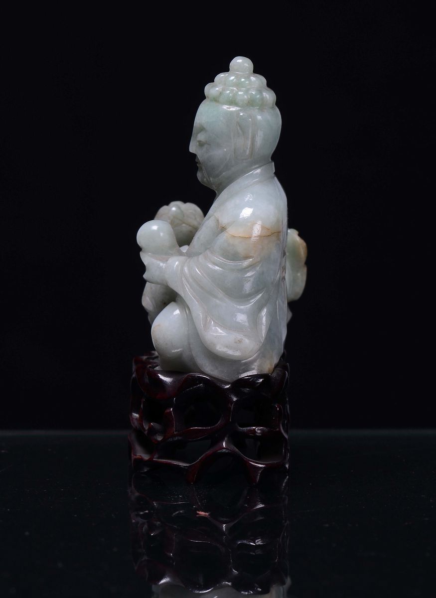 Figura di Saggio con Cane in Giadeite Cina, Dinastia Qing, XIX Secolo